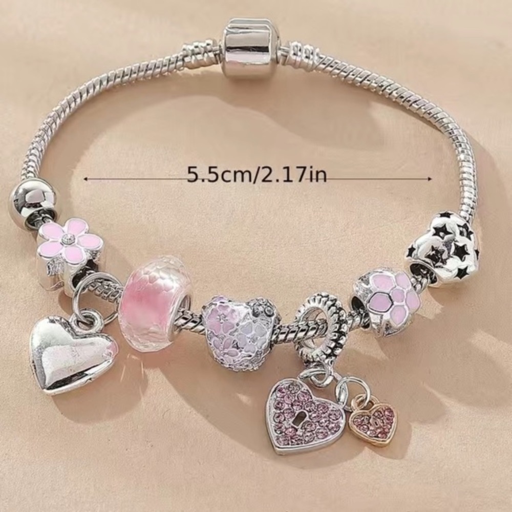 New Silver and Pink Charm Bracelet - Picture 5 of 5